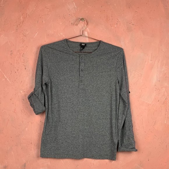 Men's MEDIUM Grey Baseball Tee / Grey Baseball T-Shirt / Men's Medium T-Shirts / - Picture 1 of 3